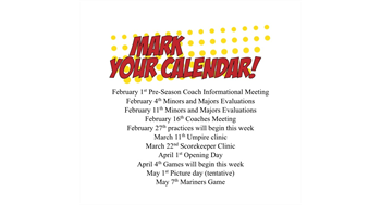 Mark your Calendars!
